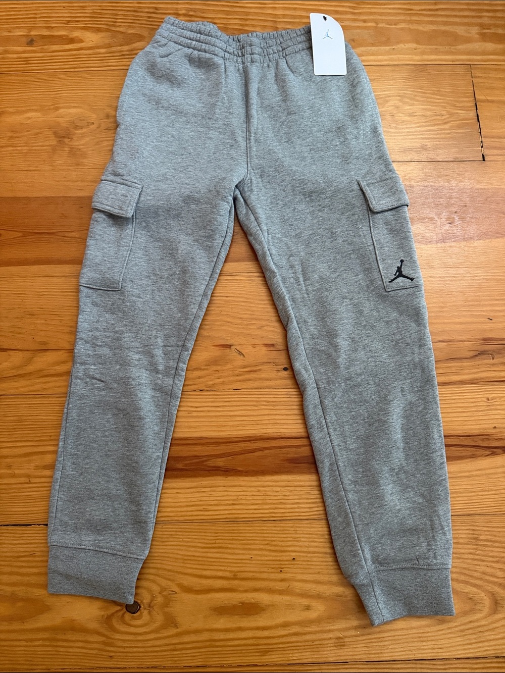 Jordan Kids Light Gray Cargo Joggers with Jumpman Logo